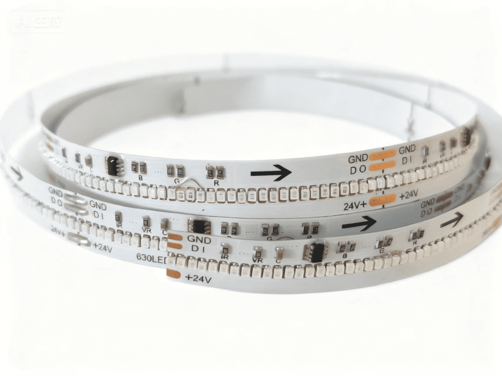 Bare digital RGB LED strip PCB, 10mm wide, 630 LEDs/m, 24V, Model HY-24V-630D-RGB-10-P10-IC