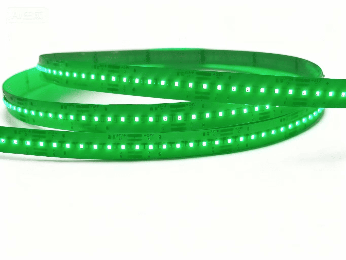 High-density RGB bare LED strip component, 24V, optimized for vibrant architectural color mixing and linear lighting.