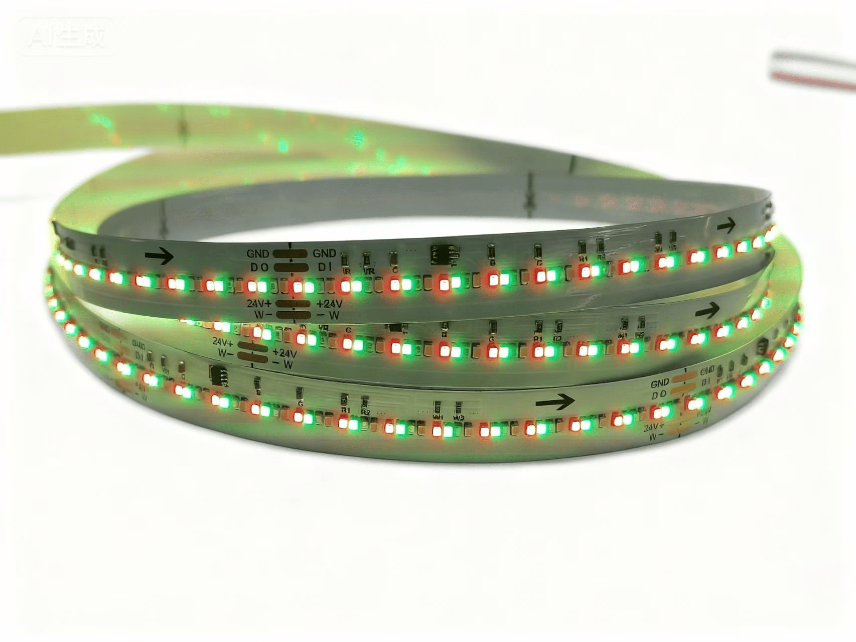 Bare digital RGBW LED strip PCB, 12mm wide, 560 LEDs/m, 24V, Model HY-24V-560D-RGBW-12-P15-IC.